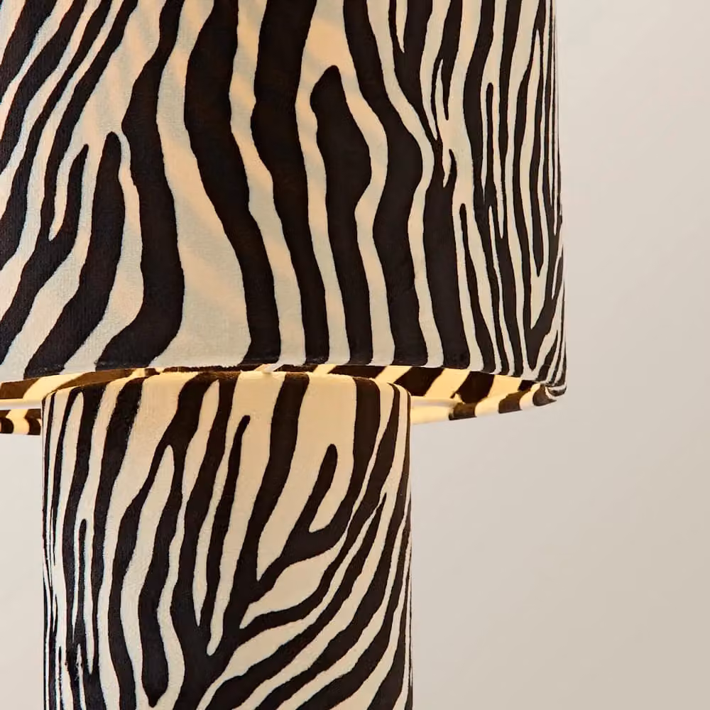 ValueLights Nessa Zebra Pattern White and Black Velvet Table Lamp – 3