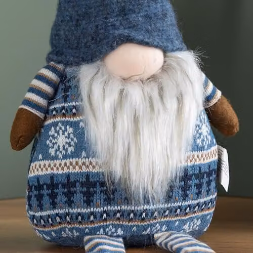 Samuel ALEXANDER Nordic Christmas Gnome Gonk Decoration in Blue and Brown, Height: 48 cm – 4
