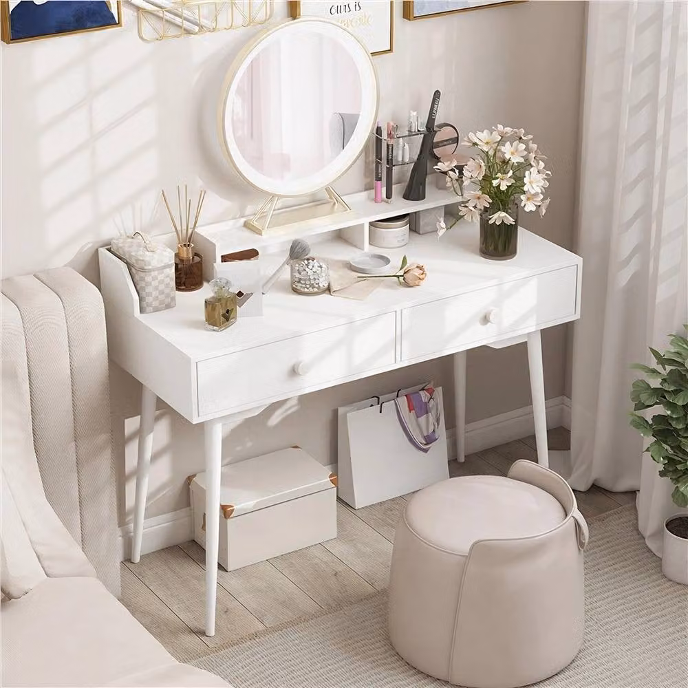 EONLION White Rubberwood Computer Desk for Home Office, W: 100 cm – 2