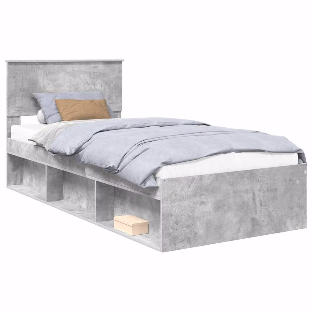 Berkfield Home Modern Bed Frame with Headboard in Grey Solid Pine Wood, W/D/H: 90 x 200 cm – 2