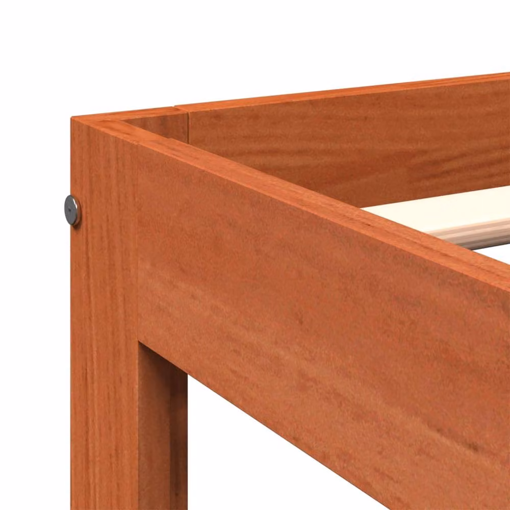 Berkfield Home Beautiful Solid Wood Bed Frame in Waxed Brown, W/D/H: 140 x 190 x 30 cm – 3