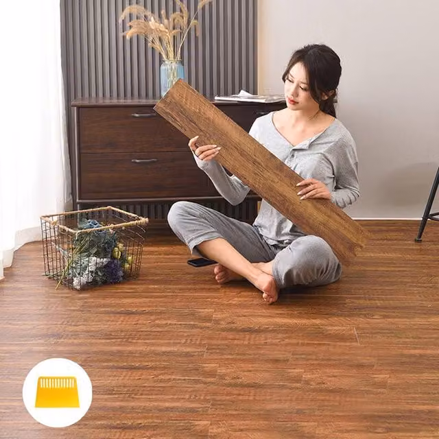 EONLION Self Adhesive Wood Effect Vinyl Floor Plank Tiles, Brown, 5m2