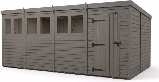 Buttercup Farm Grey Composite Pent Garden Shed with Single Door and Windows W: 610 cm, D: 274 cm, H: 210 cm