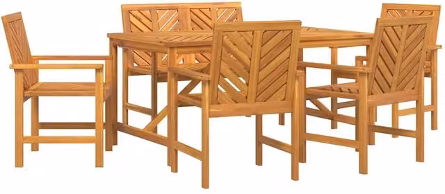Berkfield Home 5 Piece Modern Geometric Garden Dining Set in Brown Lacquered Acacia Wood – 1