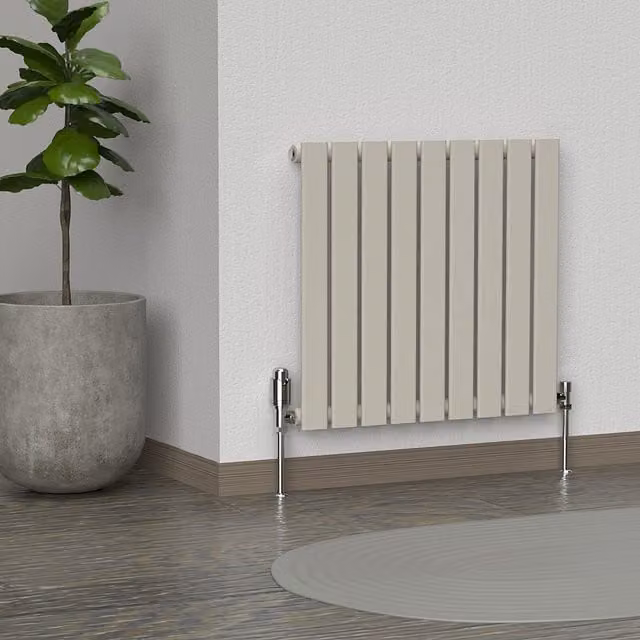 Lux Heat Flat Horizontal Coloured Radiator in Dune Grey, W: 60.0 cm, H: 63.0 cm