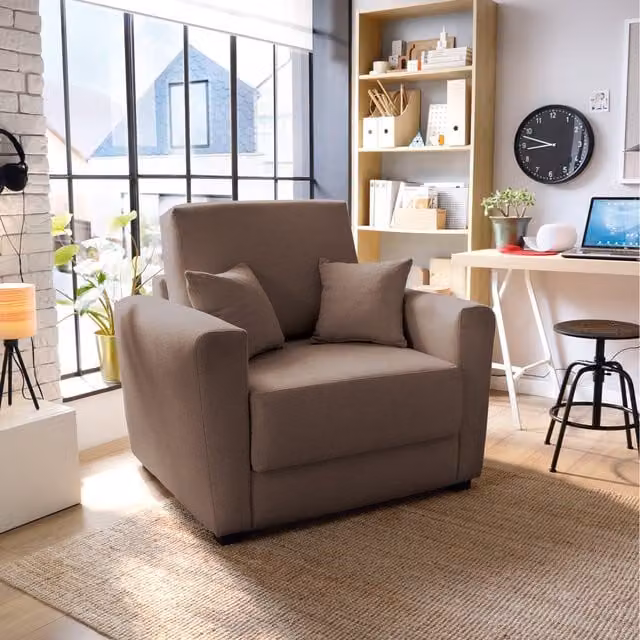 Abakus Direct Olly Linen Single Sofa Bed in Brown