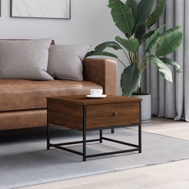Berkfield Home Brown Oak Coffee Table, W/D/H: 51 x 51 x 40 cm