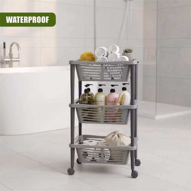 Nordara Grey Kitchen Storage Trolley Organiser with Wheels for Fruit and Vegetables – 1