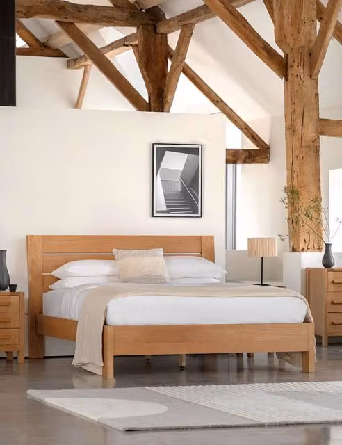 Gallery Direct Sonoma Modern Oak Bed in Brown, W/D/H: 140 x 200 cm