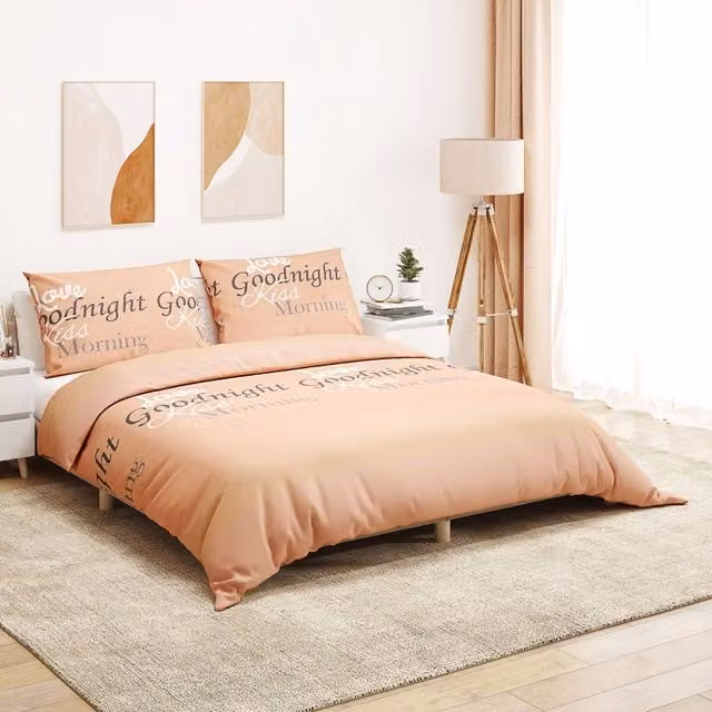 Berkfield Home Pink Cotton Duvet Cover and Pillowcase Set, W: 140 cm, H: 200 cm – 1