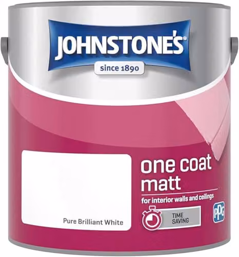 Johnstone's One Coat Matt Emulsion Paint, White, 2.5L – 2