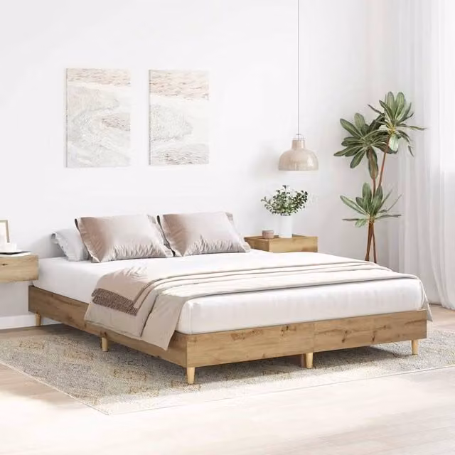 Berkfield Home Artisan Oak Small Single Bed Frame in Brown, W/D/H: 80 x 190 cm