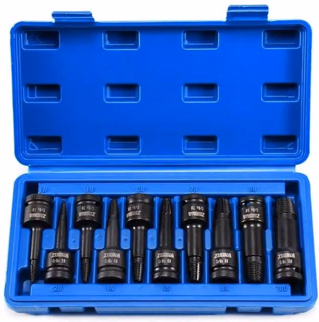 SPETLEK 10-Piece 1/2 inch Impact Screw Stud Spiral Extractor Set in Black Steel – 1
