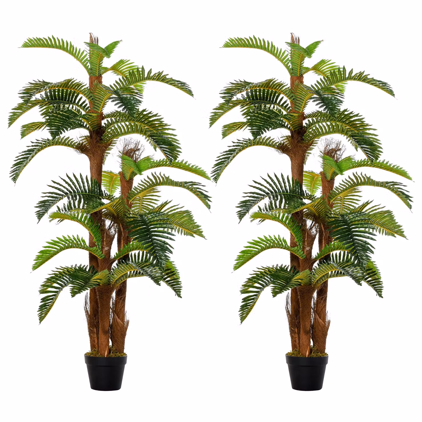 OUTSUNNY 2 Pack Green Artificial Palm Trees in Plastic Pots for Home or Office – 2