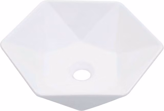 Berkfield Home Asymmetric Ceramic Countertop Wash Basin, White, W: 41 cm, D: 36.5 cm, H: 12 cm