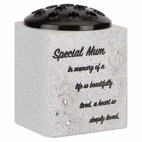 VFM e-Store Memorial Flower Pot Ornament, Grey, W: 14 cm, D: 13.5 cm, H: 13.5 cm