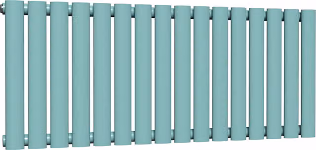 Lux Heat Oval Horizontal Single Wall Mounted Steel Radiator in Turquoise and Green, W: 96.0 cm, H: 40.0 cm