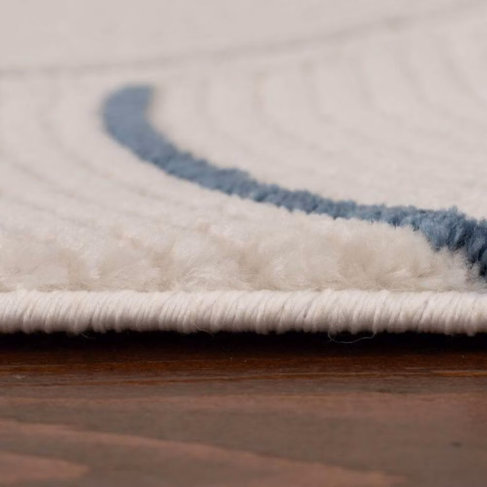 THE RUGS Carmel Arch Design Soft Pile Area Rug, Ivory, Blue and White, W: 160 cm, L: 230 cm – 3