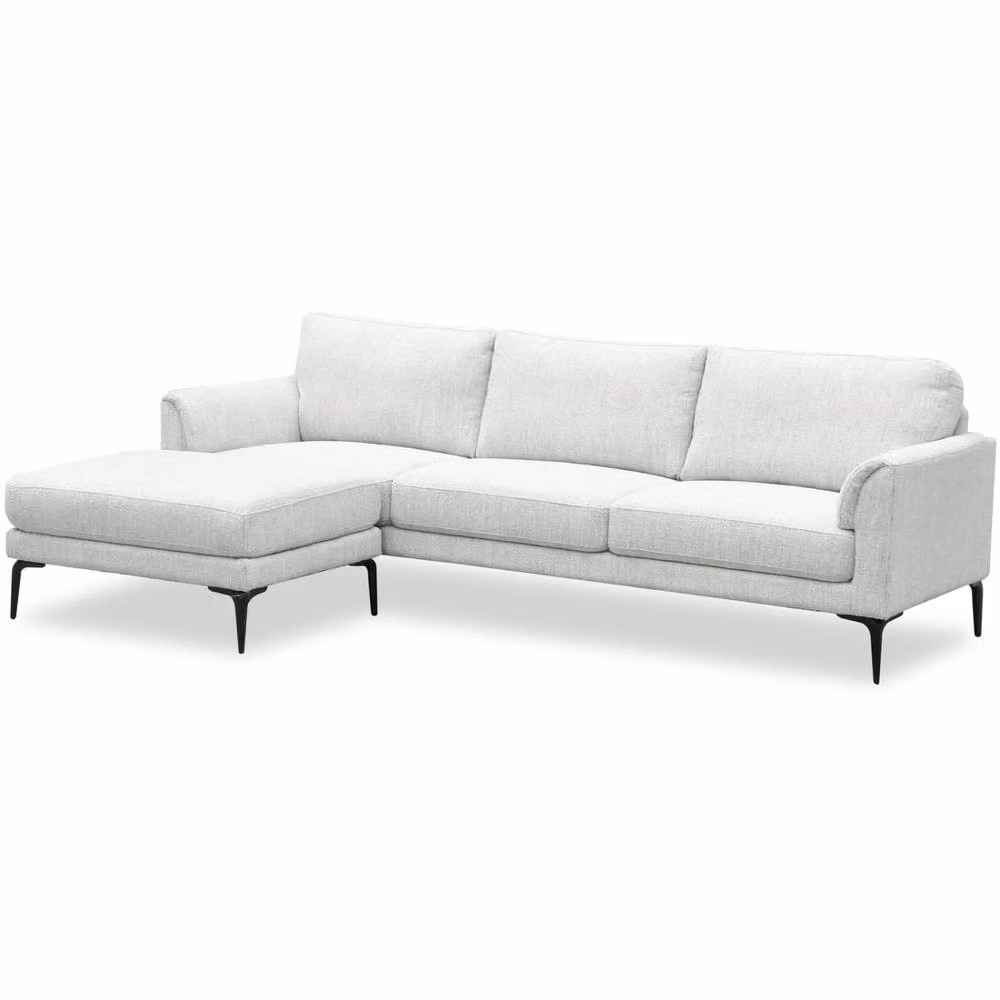 Wyld Haus Nashville Minimalist White Three Seater L-Shape Sofa Chaise with Black Metal Legs – 2
