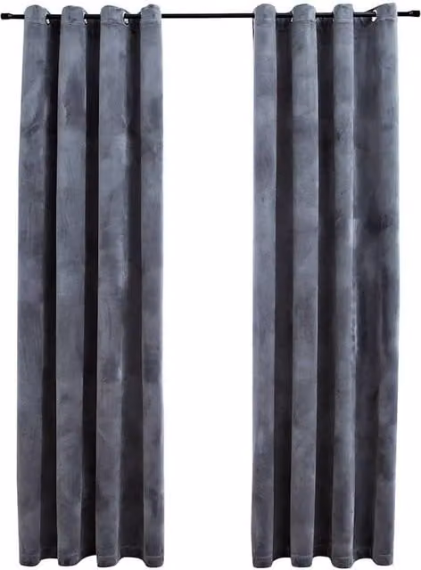 Berkfield Home Blackout Velvet Curtains with Eyelets, 2 Pack, Anthracite Grey, W: 140 cm, H: 175 cm