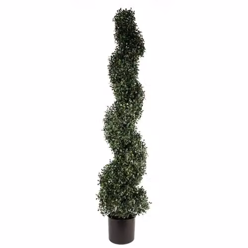 Botanik Green and Black UV Resistant Spiral Boxwood Topiary Tree – 3