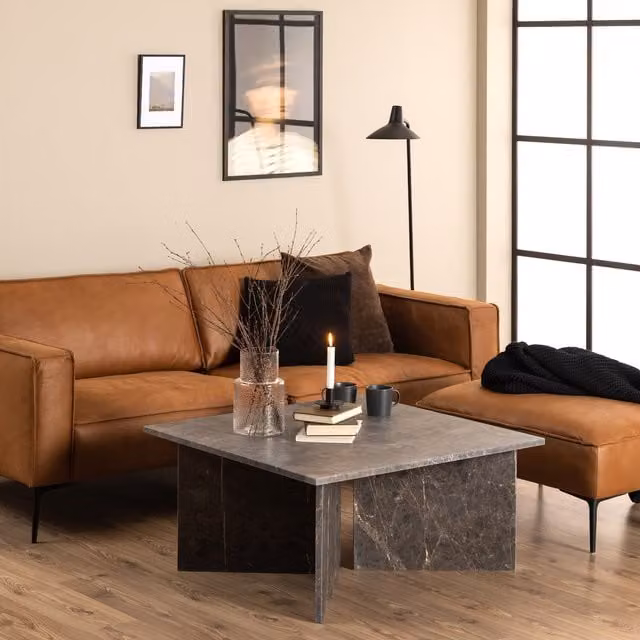 Furniture To Go Vega Coffee Table in Brown with Marble Top
