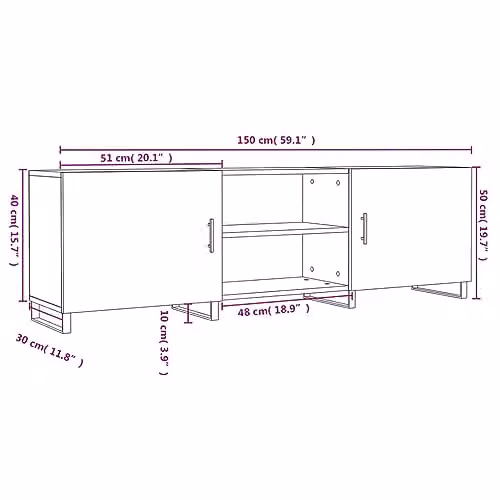 vidaXL TV Cabinet in Smoked Oak Brown, W/D/H: 150 x 30 x 50 cm – 3