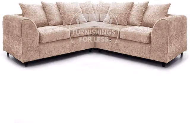 Furnishings For Less UK Monaco 5 Seater L-Shaped Chenille Fabric Sofa in Beige