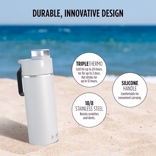 Ninja Thirsti Vacuum Insulated Stainless Steel Water Bottle and Flask with Leak-Proof Screw Lid, White, 700 ml – 3