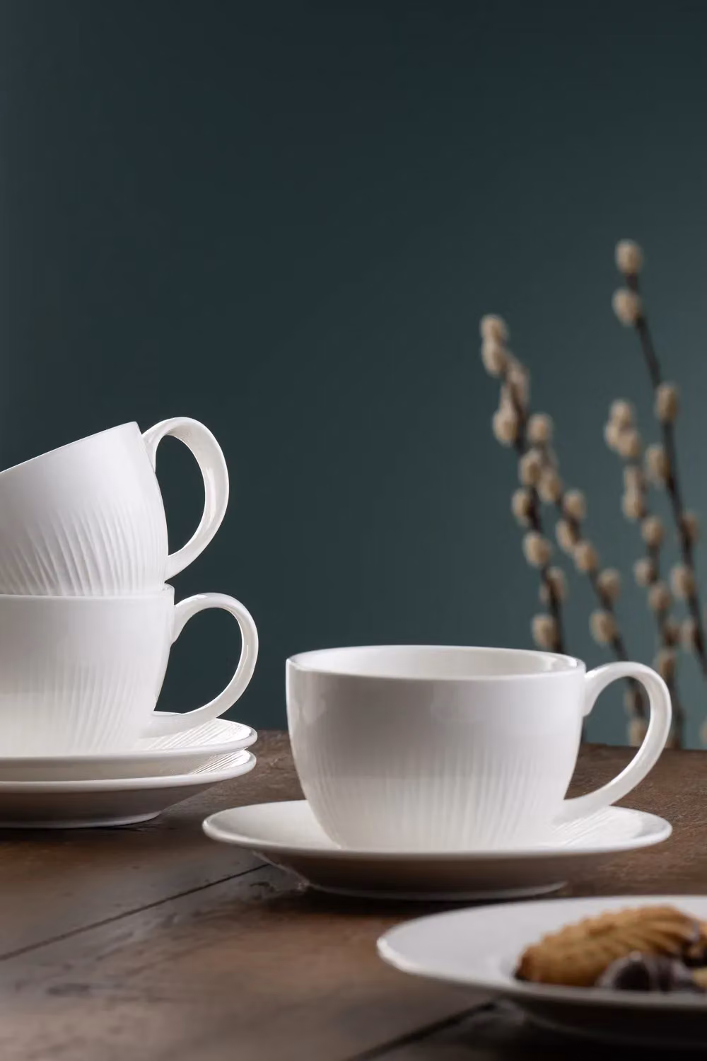 Belleek Living Erne White Porcelain Cappuccino Cup and Saucer Set of 4 – 2