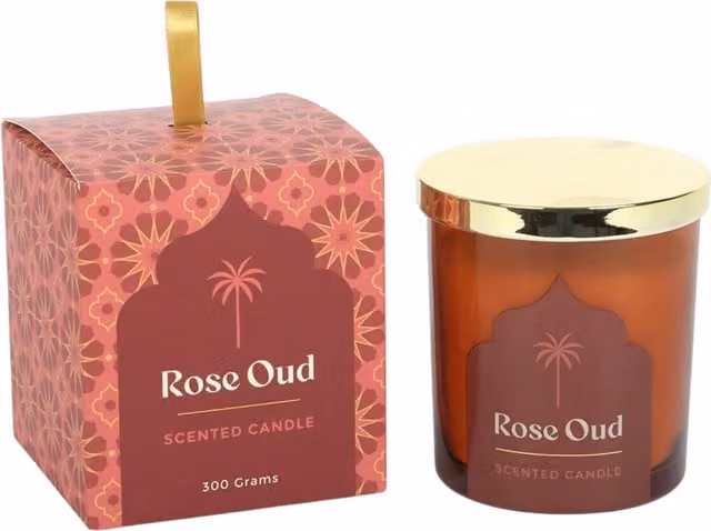 Kingsbury Gifts Arabian Nights Rose Oud Scented Glass Jar Candle, White