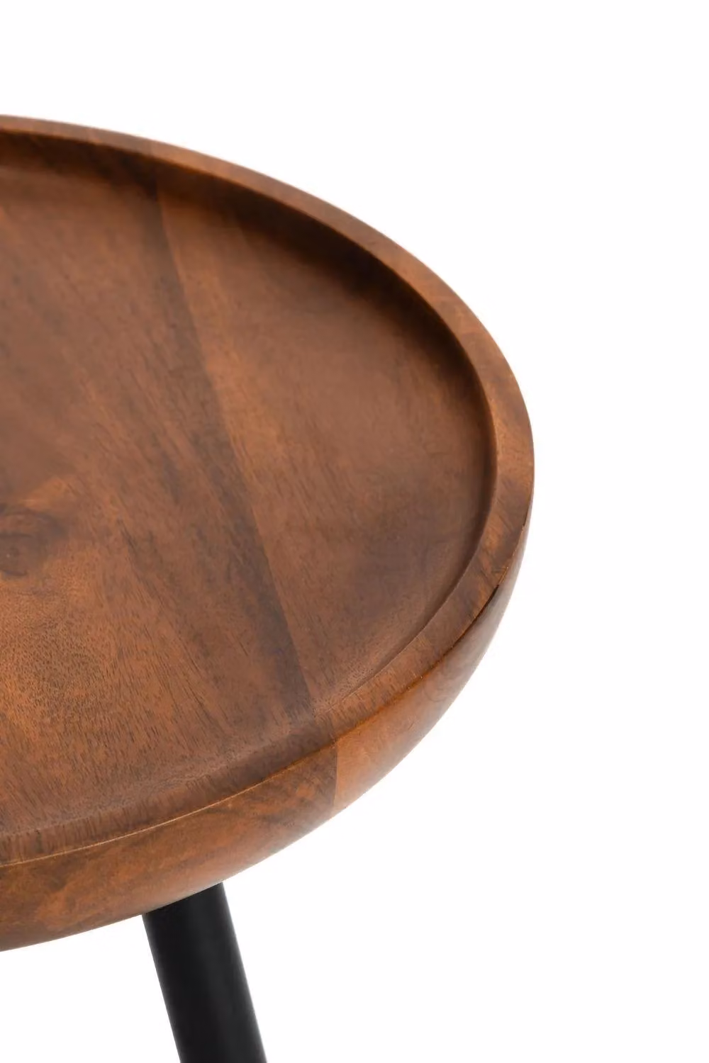 MH London Chervey Round Mango Wood and Iron Side Table in Walnut, W: 45.75 cm, D: 40.0 cm – 3