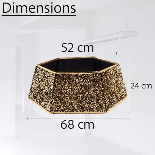 Shatchi Gold Sequin Christmas Tree Skirt, Diameter: 68.07 cm – 2