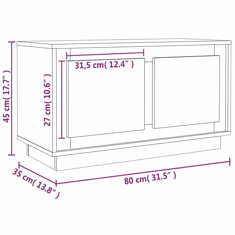 Berkfield Home Modern TV Cabinet in Brown Oak, W/D/H: 80 x 35 x 45 cm – 4