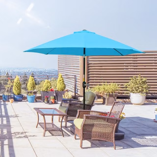Outsunny Blue Patio Umbrella Tilt Shelter with Aluminium Frame
