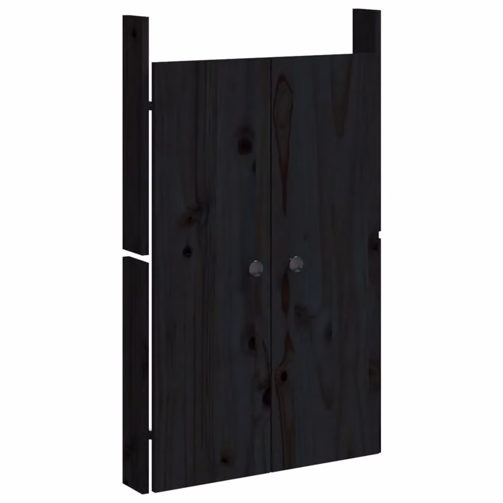 Berkfield Home Outdoor Kitchen Doors, 2 Piece Set in Black Solid Wood, W/D/H: 50 x 9 x 82 cm – 3