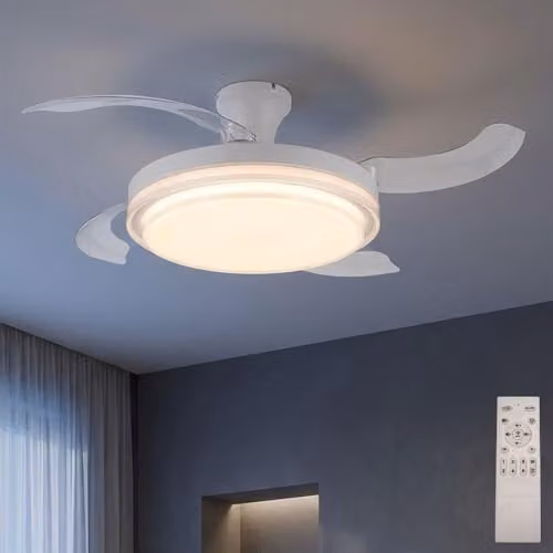 Netlighting Beliz Ceiling Fan and Light, White, Dimmable LED with Remote Control and Timer, D 106.6 cm – 2