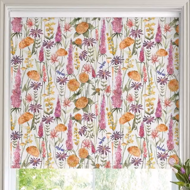 Voyage Maison Florabunda Made to Measure Blackout Roller Blind in Russett Linen Multicolour Floral Pattern