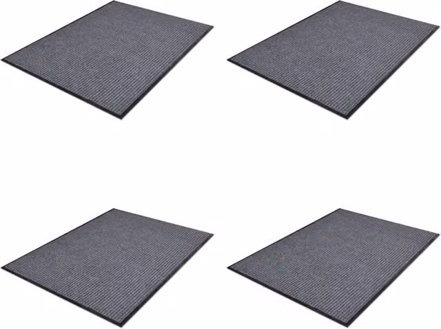 Berkfield Home Non-Slip PVC Striped Door Mats, Grey, 4 Pack, W: 90 cm, D: 60 cm