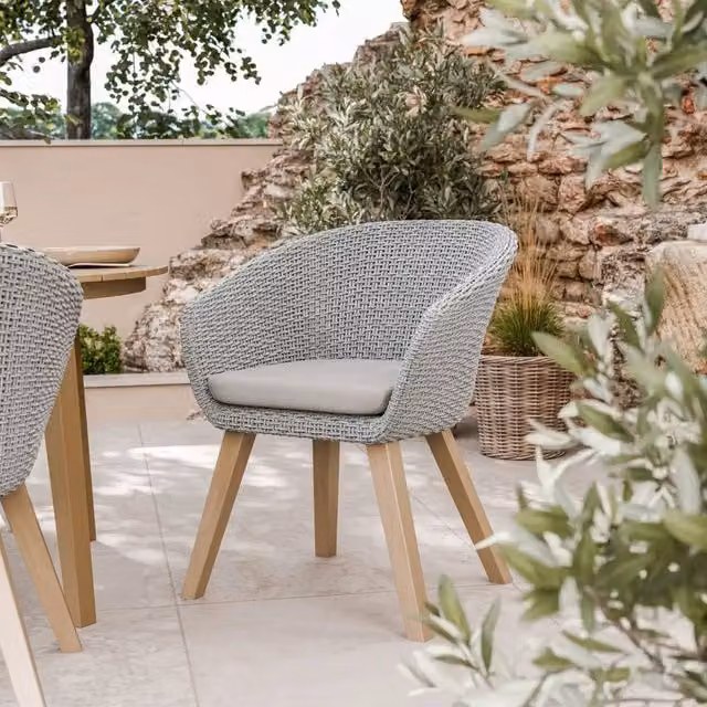 Royalcraft Modern Garden Dining Chairs, Set of 2, Grey