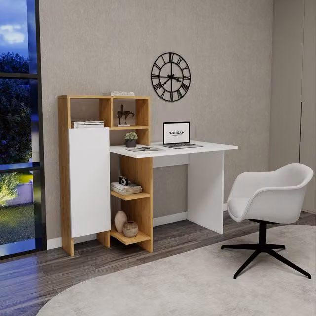 Destina Home Modern Computer Desk in White and Orange