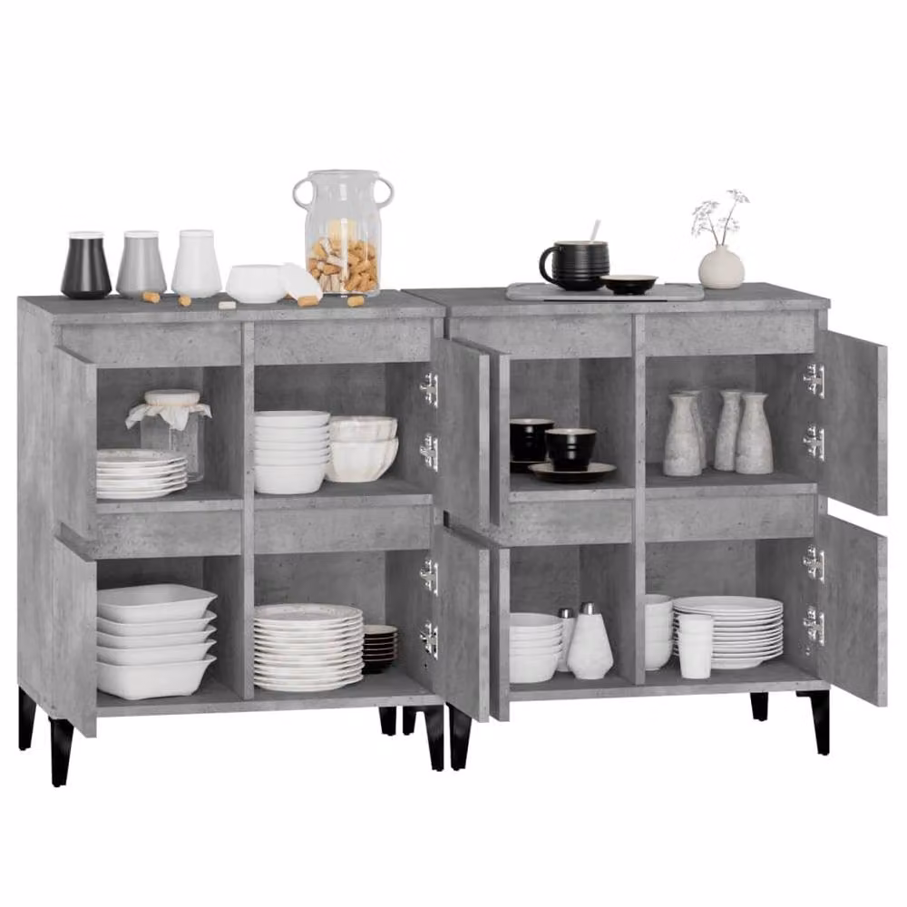 Berkfield Home 2-Piece Wall Mounted Sideboard Set in Concrete Grey, MDF, W/D/H: 60 x 35 x 70 cm – 2