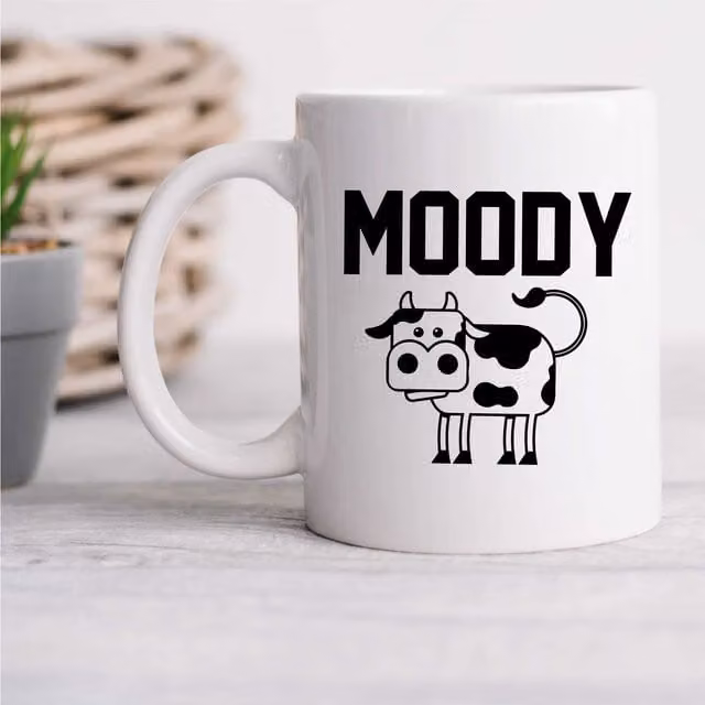 60 Second Makeover Limited Moody Cow Ceramic Mug in White
