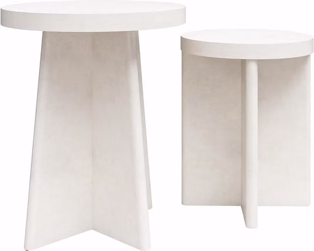 Ameriwood Home Liam Round Nested End Tables, 2 Pack, White