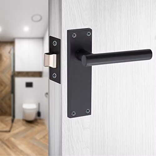 Golden Grace T-Bar Backplate Door Handle Latch Set in Matt Black, 4 Pack – 5