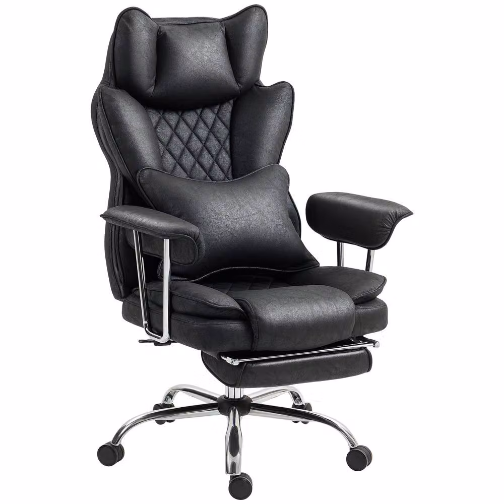 STILVORA Black Synthetic Leather Executive Reclining Office Chair with Headrest and Armrests – 4