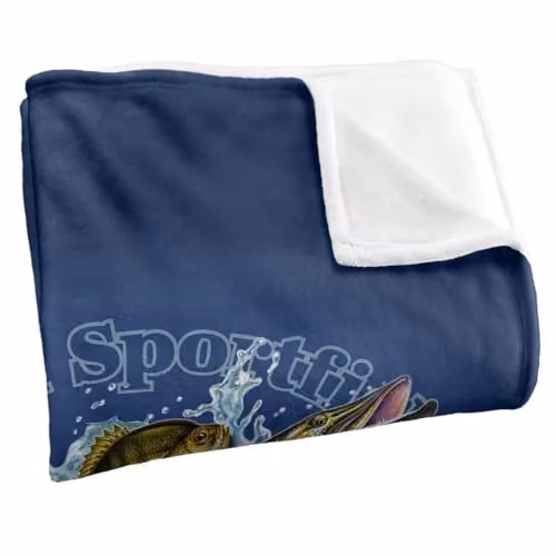 JQ Licensing American Sportfishing Freshwater Super Soft Fleece Throw Blanket, Blue Multicolour, W/D/H: 91.44 x 91.44 x 1.47 cm – 3