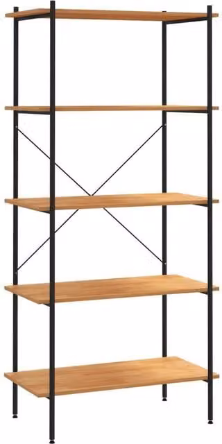 Berkfield Home 5-Tier Industrial Shelving Unit in Black and Oak, W/D/H: 80 x 40 x 163 cm