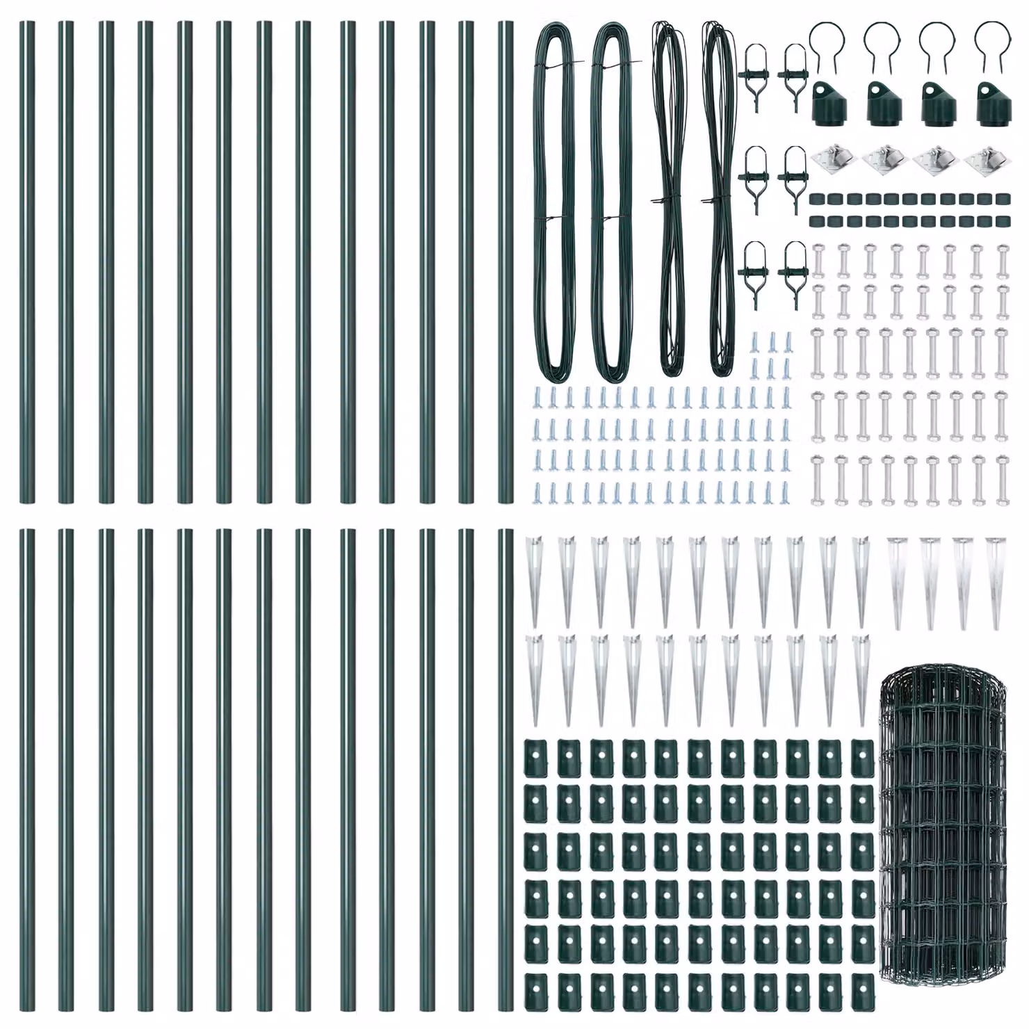 Berkfield Home Euro Fence with 13 Spike Posts, Galvanised Steel, Green and Silver, W: 0.4 m, L: 50 m – 3