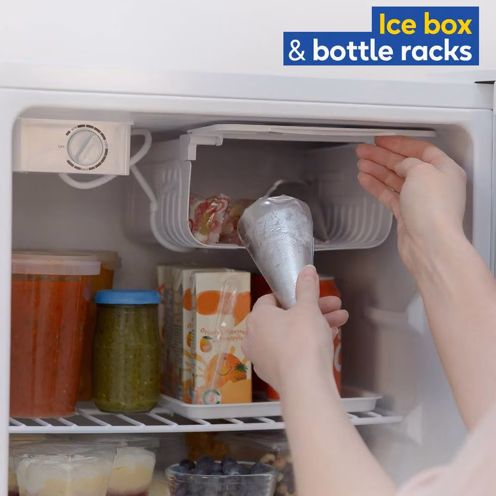 Russell Hobbs 66L Mini Countertop Fridge with Ice Box and Bottle Rack in White – 6